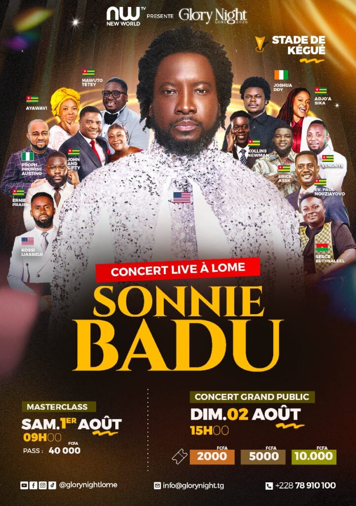 Glory Night Lomé 2026 : Sonnie Badu attendu à Lomé les 1er et 2 août